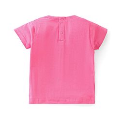 Babyhug 100% Cotton Half Sleeves T-Shirt with Graphics & Sequins Detailing- Pink