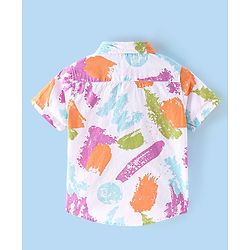 Babyhug 100% Cotton Woven Half Sleeve Regular Collar Shirt Paint Print - White
