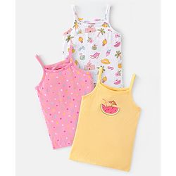 Babyhug 100% Cotton Sleeveless Slip Beach Print Pack of 3 - Multicolour