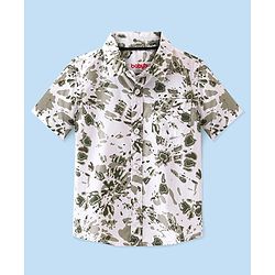 Babyhug 100% Cotton Woven Half Sleeves Shirt Abstract Print - Grey