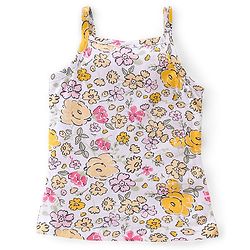 Babyhug 100% Cotton Knit Single Jersey Sleeveless Slips  With Floral & Deer Print Pack Of 3 - White Pink & Yellow