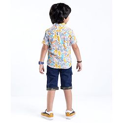 Babyhug 100% Cotton Woven Half Sleeve Regular Collar Shirt Abstract Print - Multicolour
