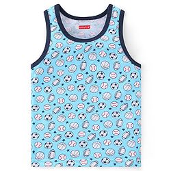 Babyhug 100% Cotton Knit Sleeveless Sando & Shorts Set Balls Print -Blue