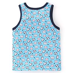 Babyhug 100% Cotton Knit Sleeveless Sando & Shorts Set Balls Print -Blue