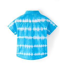 Babyhug 100% Cotton Woven Half Sleeve Solid Regular Collar Tie & Die Shirt - Blue