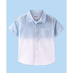 Babyhug 100% Cotton Woven Half Sleeve Solid Regular Collar Tie & Die Shirt - Blue & White