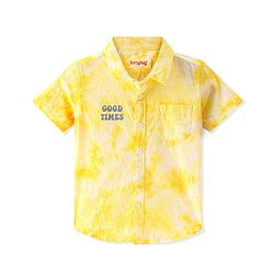 Babyhug 100% Cotton Woven Half Sleeves Solid Regular Collar Tie & Die Shirt - Yellow