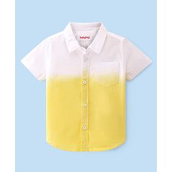 Babyhug Cotton Woven Half Sleeves Regular Collar Shirt Tie & Dye Pattern - Yellow & White