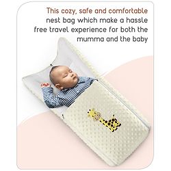 Babyhug Bubble Giraffe Embroidered 3 in 1 Baby Carry Nest Cum Sleeping Bag - Off White