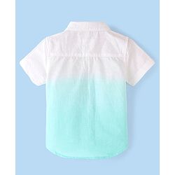 Babyhug Cotton Knit Half Sleeve Solid Regular Collar  Tie & Die Shirt- White & Blue