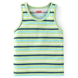 Babyhug 100% Cotton Sleeveless Sando Astronaut Print Pack Of 3 - Green & Blue