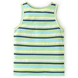 Babyhug 100% Cotton Sleeveless Sando Astronaut Print Pack Of 3 - Green & Blue