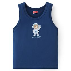 Babyhug 100% Cotton Sleeveless Sando Astronaut Print Pack Of 3 - Green & Blue