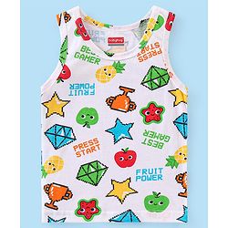 Babyhug 100% Cotton Sleeveless Striped Sando Trophy Print Pack of 3 - Multicolour