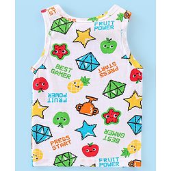 Babyhug 100% Cotton Sleeveless Striped Sando Trophy Print Pack of 3 - Multicolour