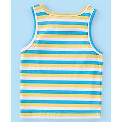 Babyhug 100% Cotton Sleeveless Striped Sando Trophy Print Pack of 3 - Multicolour