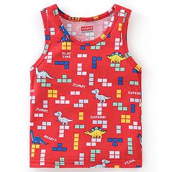 Babyhug 100% Cotton Sleeveless Sando Striped & Dino Print Pack of 3 - Multicolour