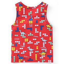 Babyhug 100% Cotton Sleeveless Sando Striped & Dino Print Pack of 3 - Multicolour