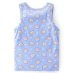 Babyhug 100% Cotton Sleeveless Sando With Teddy Print Pack Of 3 - Green & Purple