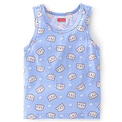 Babyhug 100% Cotton Sleeveless Sando With Teddy Print Pack Of 3 - Green & Purple