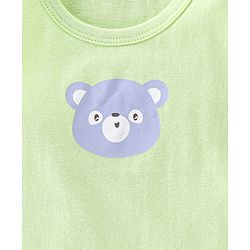 Babyhug 100% Cotton Sleeveless Sando With Teddy Print Pack Of 3 - Green & Purple