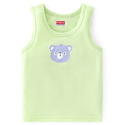 Babyhug 100% Cotton Sleeveless Sando With Teddy Print Pack Of 3 - Green & Purple