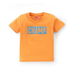 Babyhug 100% Cotton Knit Half Sleeves T-Shirt With Text Graphics - Yellow