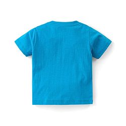 Babyhug Cotton Knit Half Sleeves T-Shirt with Text Print - Blue