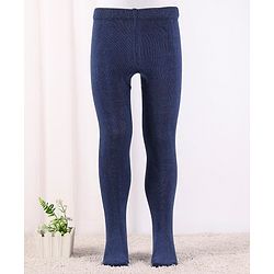 Cute Walk by Babyhug Anti Bacterial Cotton Blend Knit Solid Colour Footed Tights - Navy Blue