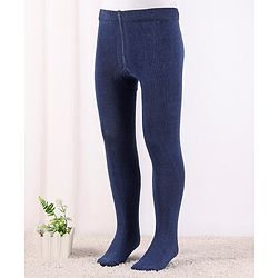 Cute Walk by Babyhug Anti Bacterial Cotton Blend Knit Solid Colour Footed Tights - Navy Blue