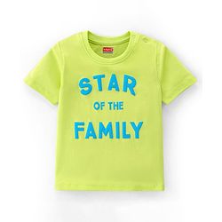 Babyhug 100% Cotton Knit Half Sleeves T-Shirt With Text Graphics - Green