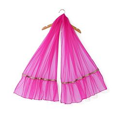 Babyhug 100% Cotton Knit Singlet Sleeves Brocade Choli with Sequin Lehenga & Dupatta Set - Fuschia