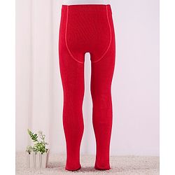 Cute Walk by Babyhug Cotton Blend Knit Anti Bacterial Solid Colour Footed Tights- Red