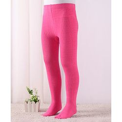 Cute Walk by Babyhug Cotton Blend Knit Anti Bacterial Solid Colour  Footed Tights- Pink