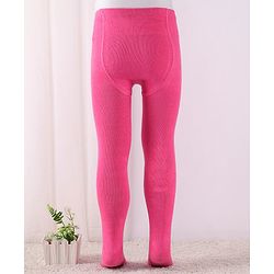 Cute Walk by Babyhug Cotton Blend Knit Anti Bacterial Solid Colour  Footed Tights- Pink