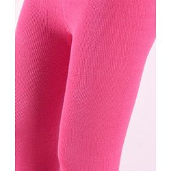Cute Walk by Babyhug Cotton Blend Knit Anti Bacterial Solid Colour  Footed Tights- Pink