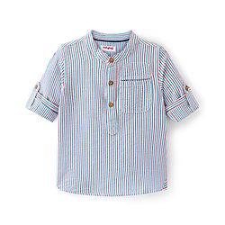 Babyhug Cotton Woven Full Sleeves Mandarin Collar Stripe Kurta Shirt - Multicolour