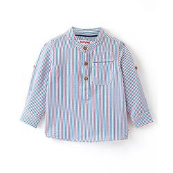 Babyhug Cotton Woven Full Sleeves Mandarin Collar Stripe Kurta Shirt - Multicolour