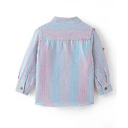 Babyhug Cotton Woven Full Sleeves Mandarin Collar Stripe Kurta Shirt - Multicolour