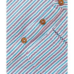 Babyhug Cotton Woven Full Sleeves Mandarin Collar Stripe Kurta Shirt - Multicolour