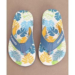 Cute Walk by Babyhug Slip On Flip Flops with Leafy Print- Blue