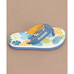 Cute Walk by Babyhug Slip On Flip Flops with Leafy Print- Blue
