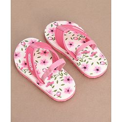 Cute Walk by Babyhug Slip On Flip Flops with Floral Print- Pink