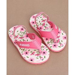 Cute Walk by Babyhug Slip On Flip Flops with Floral Print- Pink