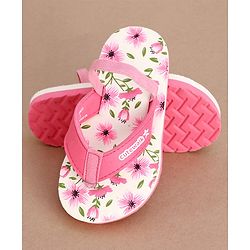 Cute Walk by Babyhug Slip On Flip Flops with Floral Print- Pink