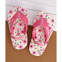 Cute Walk by Babyhug Slip On Flip Flops with Floral Print- Pink