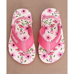 Cute Walk by Babyhug Slip On Flip Flops with Floral Print- Pink