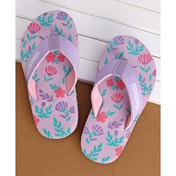 Cute Walk by Babyhug Slip On Flip Flops with Floral Print- Purple