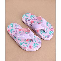 Cute Walk by Babyhug Slip On Flip Flops with Floral Print- Purple