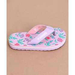 Cute Walk by Babyhug Slip On Flip Flops with Floral Print- Purple
